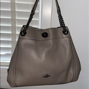 Coach Turnlock Edie Pebble Leather Shoulder Bag